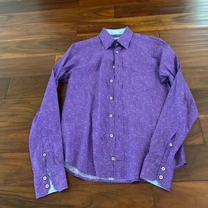 Georg Roth purple floral button down shirt sz small